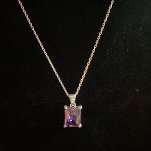Vintage Purple Pendant Chain Necklace